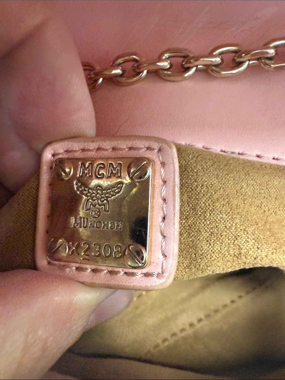 Blush Pink Visetos Crossbody with Gold Chain - Picture 8 of 10